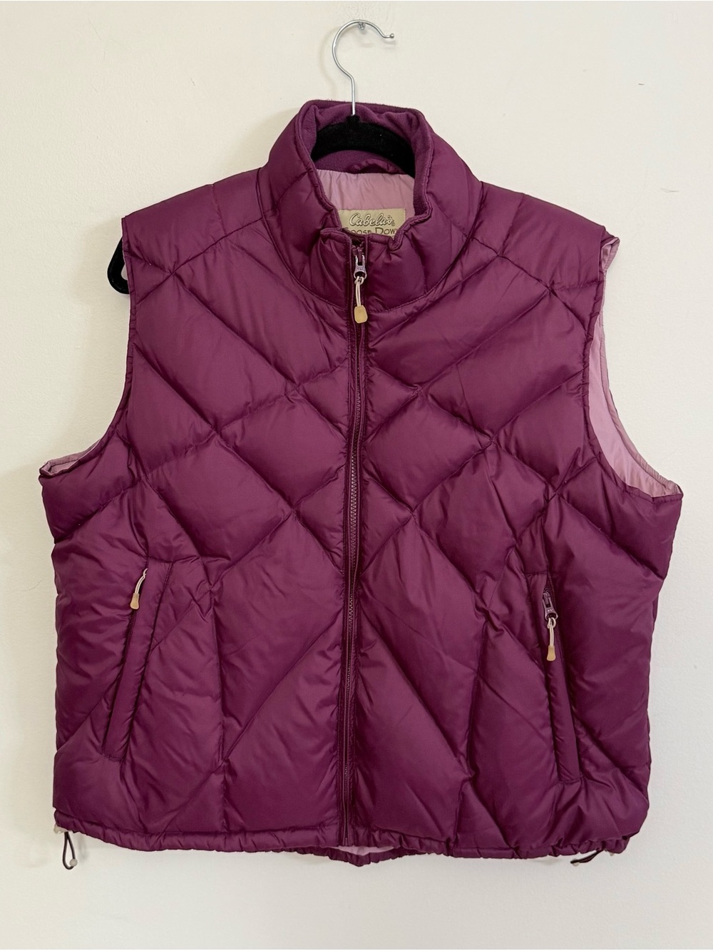 Cabela’s Goose Down Puffer Vest Womens XL Purple Plum 650 Fill Quilted Full Zip